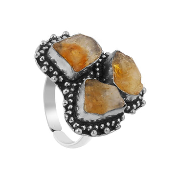 Certified Original Raw Citrine Money Stone Ring for Wealth and Abundance