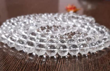 Divinity Crystals Jaap Mala Collection for Men and Women - Natural 8 mm Clear Quartz Beads for Yoga, Reiki, Meditation, and Feng Shui