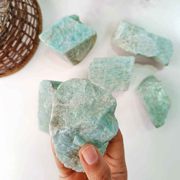 Divinity Natural Amazonite Rough Stones - 100 to 150 Grams | Hand-Picked and Cleaned Pack of 1 to 4 Stunning Natural Stones