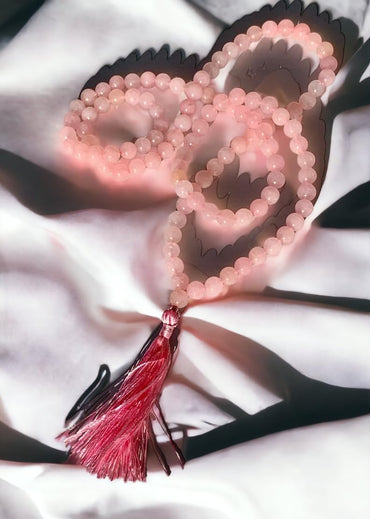 Jaap Mala Collection Rose Quartz for Men and Women - Natural Pure 8 mm Beads for Yoga, Reiki, Meditation & Feng Shui