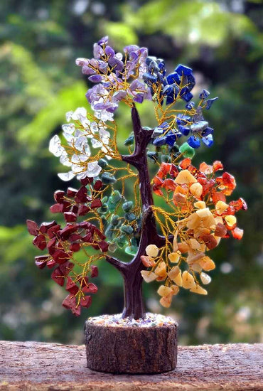 Seven Chakra Crystal Tree - Multicolor Decorative Home Decor Showpiece for Good Luck and Money, Perfect Gift Item for Room Decor and Weddings, Standard Size, 1 Piece