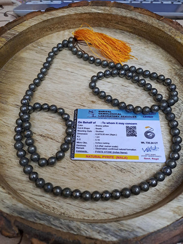 Divinity Crystals Jaap Mala Collection for Men and Women - Natural Pure 8mm Beads for Yoga, Reiki, Meditation & Feng Shui with Natural Pyrite Mala