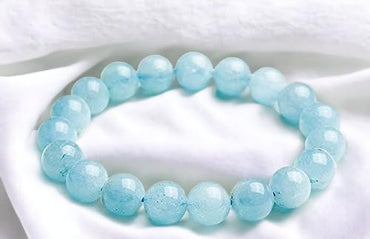 Divinity Natural Aquamarine Crystal Bracelet 8mm Unisex for Positive Energy, Peace, and Youthfulness