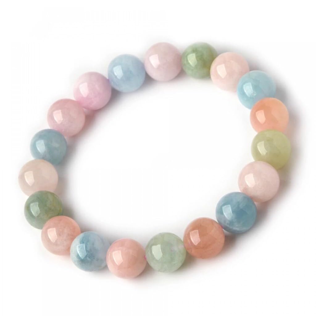 Divinity Crystals Morganite Gemstone Bracelet for Reiki Healing and Chakra Balance - 8mm Round Crystal Stone Beads