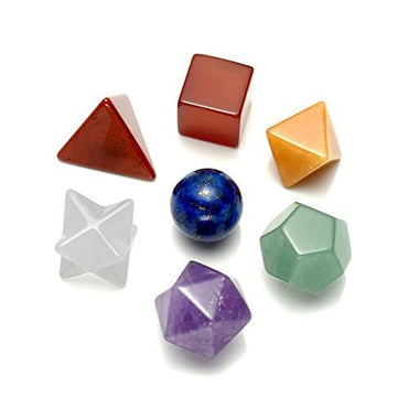 7 Chakra Crystal Set – Divine Platonic Solids Sacred Geometry Kit with Natural Gemstones and Merkaba Star for Chakra Reiki Healing, Energy, Yoga Meditation, Wicca, and Therapy