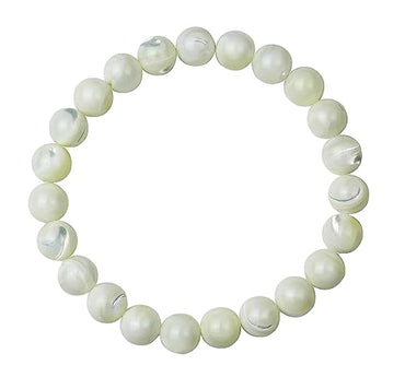 Divinity Mother of Pearl Bracelet - 8 mm Certified Unisex Nacre Bracelet for Prosperity and Abundance