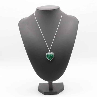 Divinity Crystals Malachite Heart Pendant with Metal Chain for Balance, Manifestation, and Intuition - A Stone of Transformation