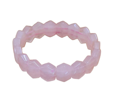 Divinity Crystals Natural Rose Quartz Bracelet - 10 mm Faceted Pure Flat Beads for Good Luck, Love, Abundance, Healing and Meditation