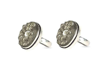 Divinity Crystals Golden Pyrite Crystal Ring - Unisex Adjustable Ring for Wealth, Prosperity, and Good Luck