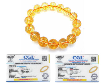 Divine Citrine Bracelet for Wealth - Certified AAA Grade Abundance Bracelet for Money, Luck and Prosperity (Unisex)