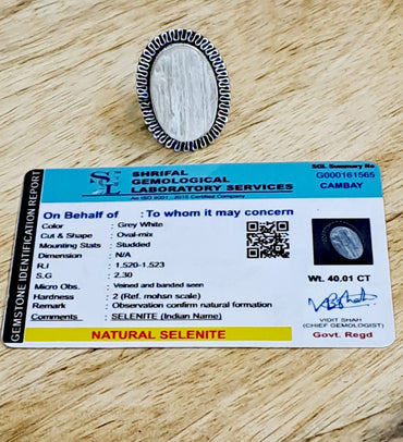 Divinity Certified Selenite Crystal Ring for Prosperity, Abundance, Self Love, Wealth, and Protection