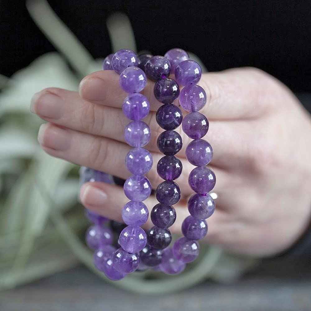 Divinity Crystals Amethyst Stretchable Bracelet – Certified AAA Brazilian Beads for Healing and Energy Boosting