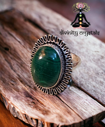 Divinity Certified Malachite Adjustable Crystal Ring for Love - Guardian of Heart Unisex Design