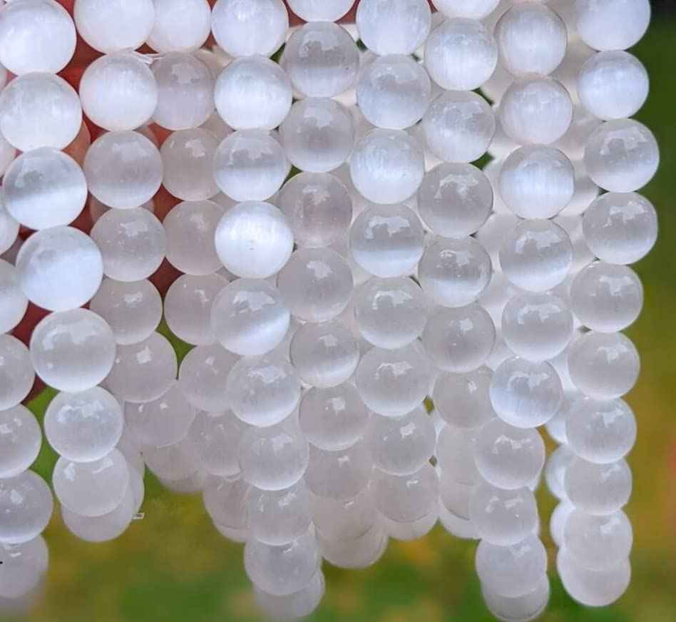 Selenite Healing Bracelet 8mm AAA Super Quality Round Beaded Natural Selenite Stone Bracelet for Yoga Meditation