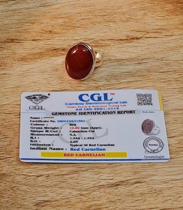 Divinity Red Carnelian Manifestation Ring for Healing, Meditation, Abundance, and Prosperity - Certified Unisex Design