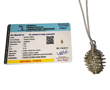 Divinity Crystals Pyrite Stone Locket Pendant for Will Power Manifestation and Financial Abundance