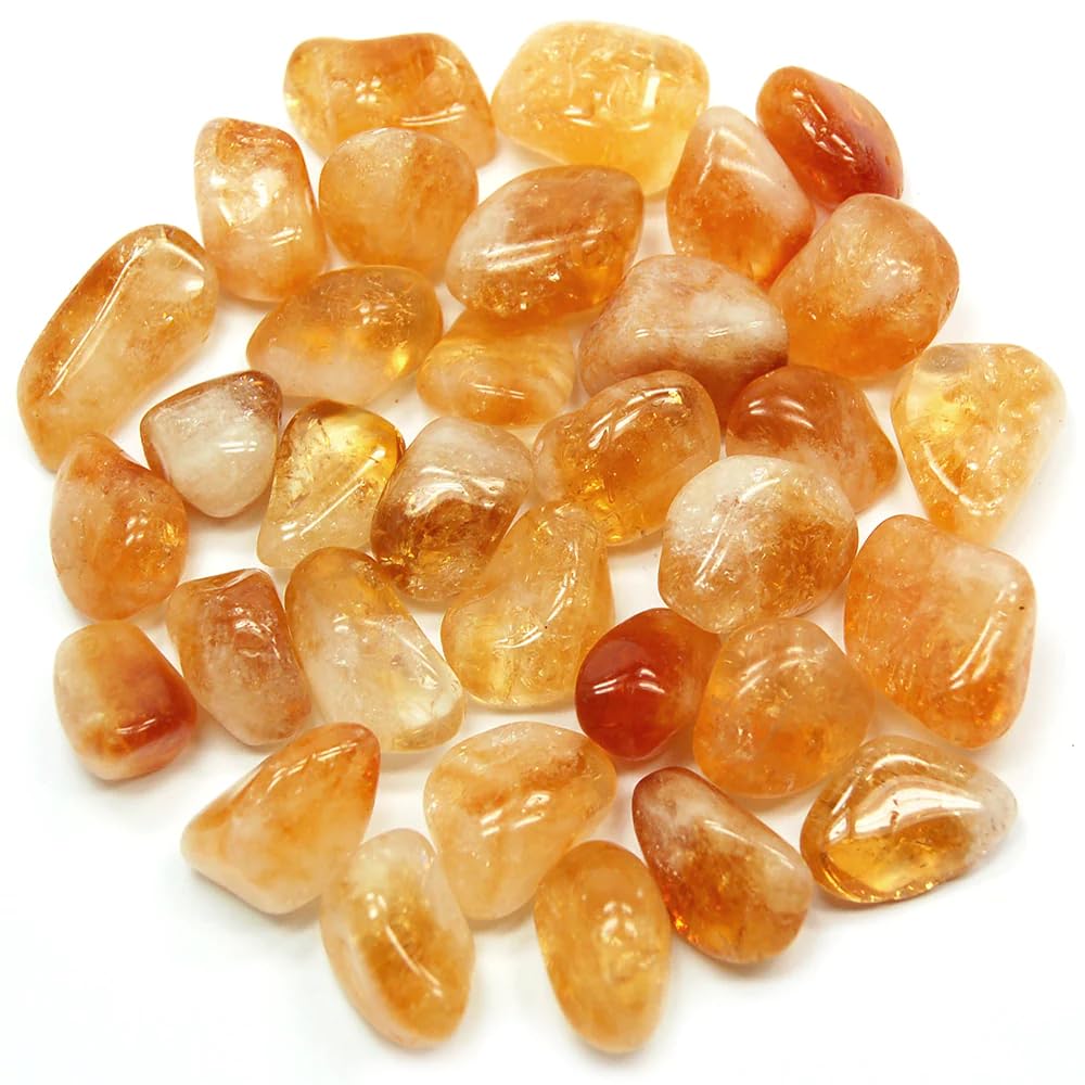 Natural Citrine Tumbled Stones AAA+ | Reiki Healing Crystal for Aura, Chakra, Vastu, Fengshui Prosperity and Abundance (50 Grams)