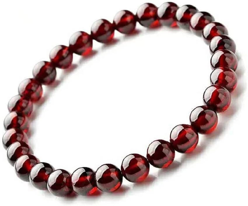 Divinity Crystals Garnet Gemstone Bracelet for Reiki Healing and Chakra Balance - 8mm Round Natural Semi-Precious Beads Default Title
