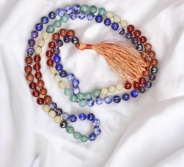 Divinity Crystals Jaap Mala Collection - Certified Natural 8 mm Beads for Yoga, Reiki, Meditation, Feng Shui, and 7 Chakra Healing