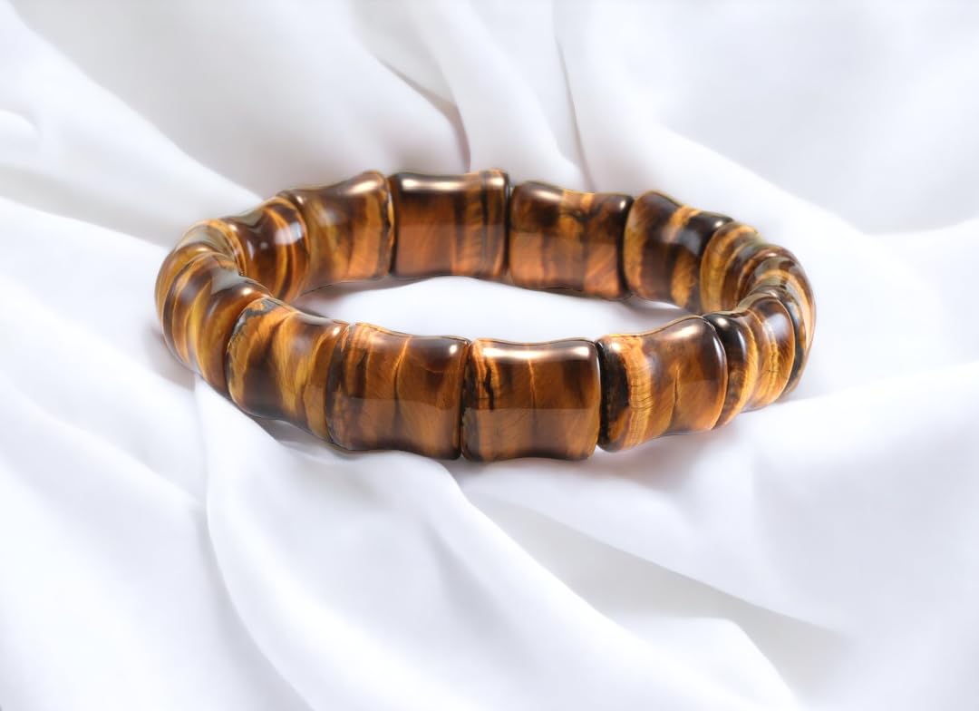 Divinity Crystals Tiger Eye Bracelet - Natural 10mm Flat Faceted Real Crystal for Men and Women - Certified for Good Luck, Love, Abundance, Healing, and Meditation