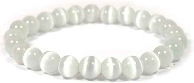 Divinity Crystals 7 Chakra Heart Bracelet - Natural 8 mm Crystal Bracelet for Good Luck, Love, Abundance, Healing, and Meditation for Men and Women Natural Selenite Bracelet