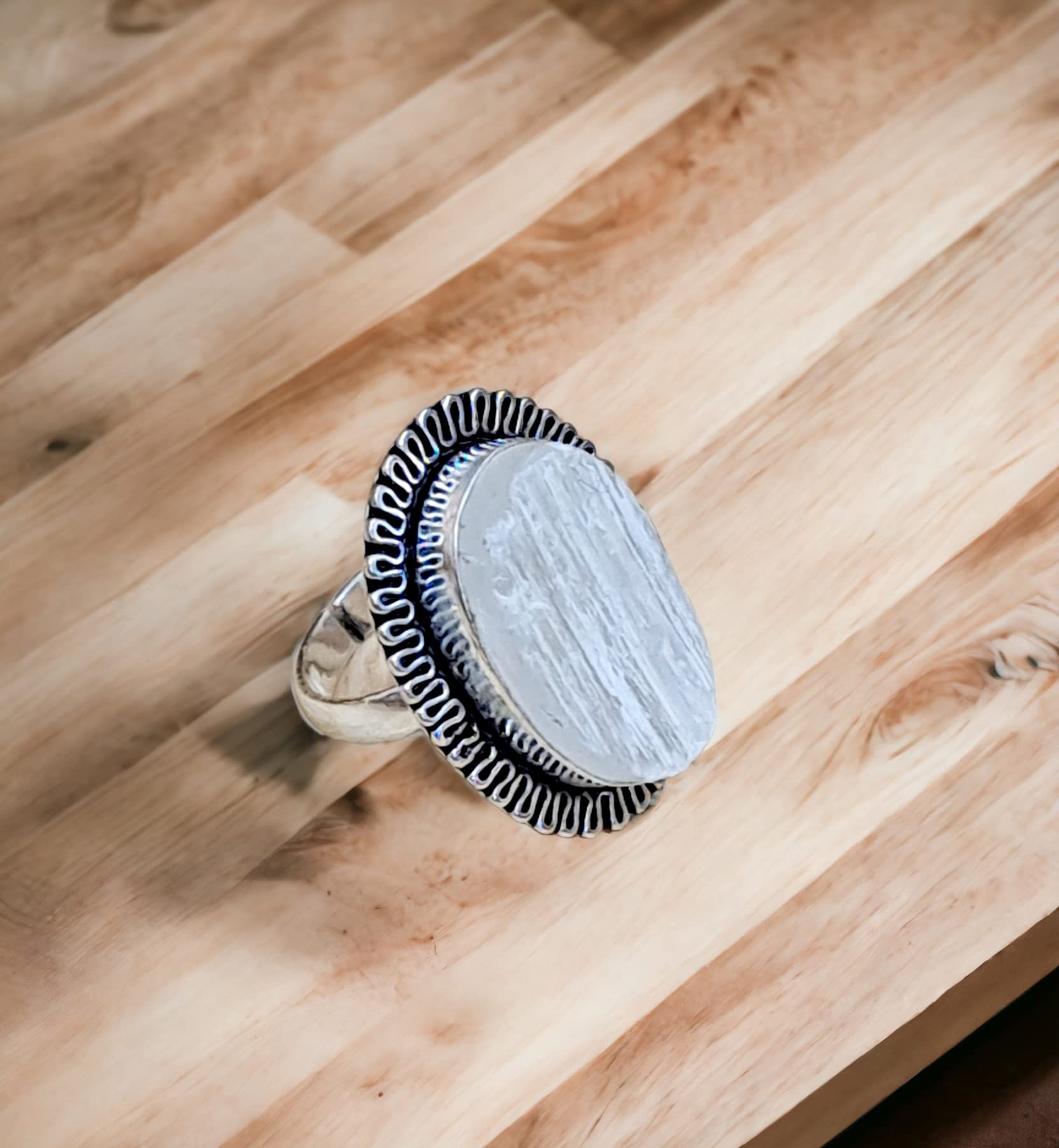 Divinity Certified Selenite Crystal Ring for Prosperity, Abundance, Self Love, Wealth, and Protection