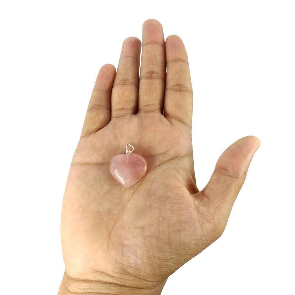 Divinity Crystals Pink Rose Quartz Pendant Heart Shape for Love, Romance & Marriage Luck