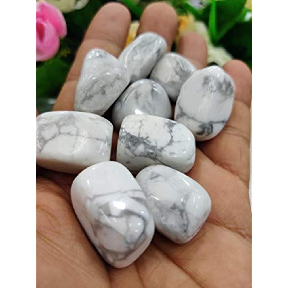Natural Howlite Tumble Stone Raw Rough Stone for Reiki Healing - 50 Gram Pack (White & Grey)