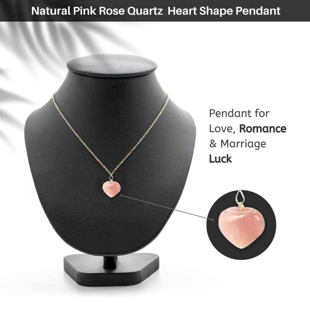 Divinity Crystals Pink Rose Quartz Pendant Heart Shape for Love, Romance & Marriage Luck