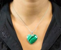 Divinity Crystals Malachite Heart Pendant with Metal Chain for Balance, Manifestation, and Intuition - A Stone of Transformation