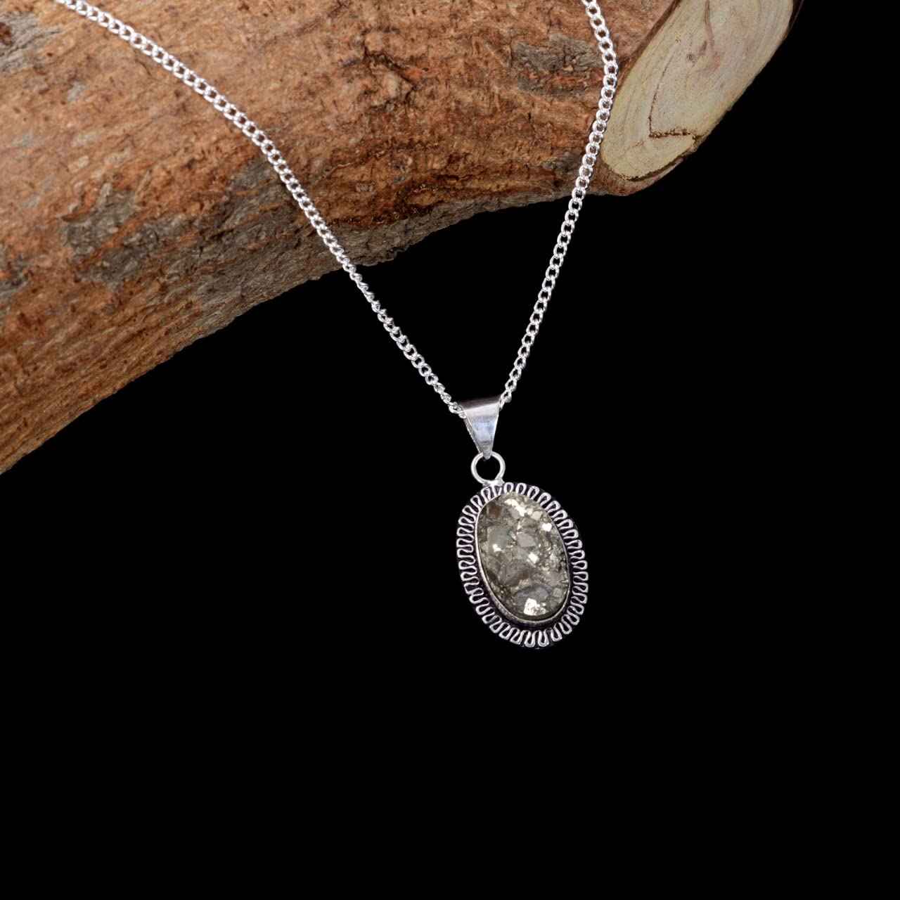 Natural Pyrite Crystal Pendant for Wealth, Prosperity, and Good Luck - Unisex Certified