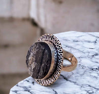 Divinity Certified Black Tourmaline Crystal Ring for Protection, Motivation, and Healing