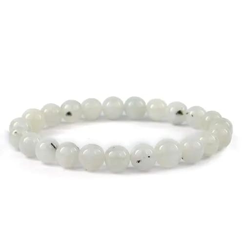 Divinity Crystals Moonstone Gemstone Bracelet - Natural White Semi Precious 8mm Beads for Reiki Healing, Crystal Healing, and Chakra Balance Default Title