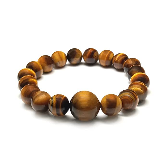 Divinity Crystals 7 Chakra Heart Bracelet - Natural 8 mm Crystal Bracelet for Good Luck, Love, Abundance, Healing, and Meditation for Men and Women Natural Tiger Eye Bracelet