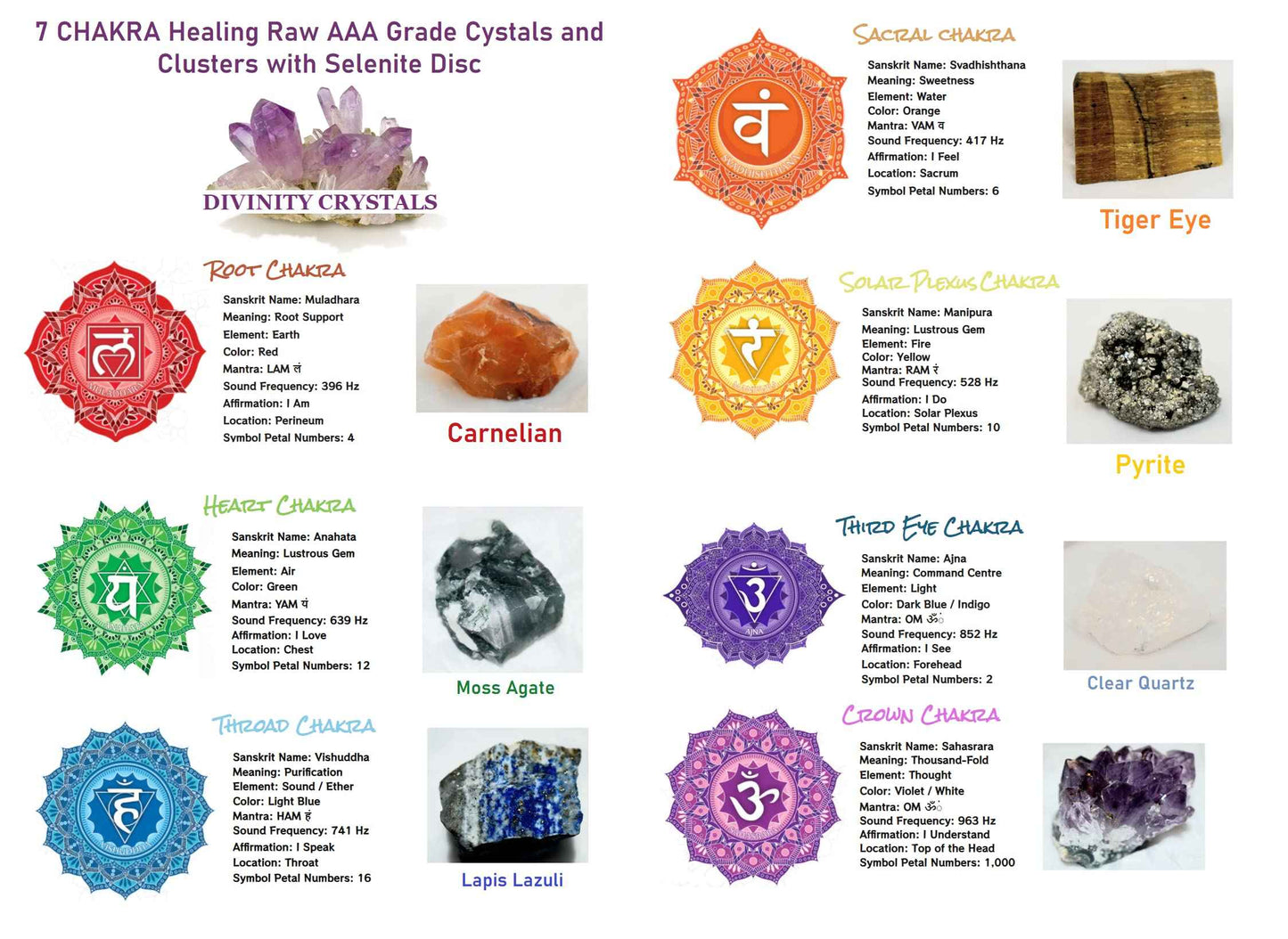 Divinity Crystals Chakra Healing Crystal Kit with Selenite Disc, Raw Natural Pyrite, and AAA Grade Amethyst Cluster - Raise Your Vibrations Default Title