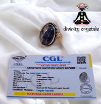 Divinity Certified Lapis Lazuli Adjustable Ring for Higher Mind Activation and Enhanced Communication