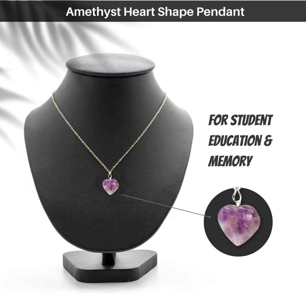 Genuine Amethyst Heart Pendant for Memory Power and Crown Chakra Healing