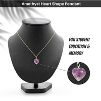 Genuine Amethyst Heart Pendant for Memory Power and Crown Chakra Healing