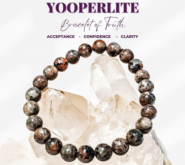 Yooperlite Fluorescent Bracelet – 8mm Certified Natural Stone UV Reactive Handmade Stretch Bracelet