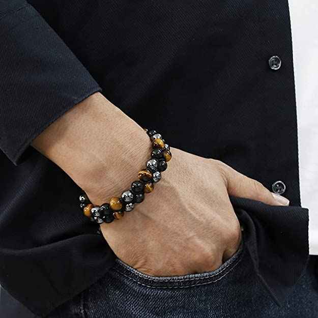 Divinity Crystals 7 Chakra Heart Bracelet - Natural 8 mm Crystal Bracelet for Good Luck, Love, Abundance, Healing, and Meditation for Men and Women