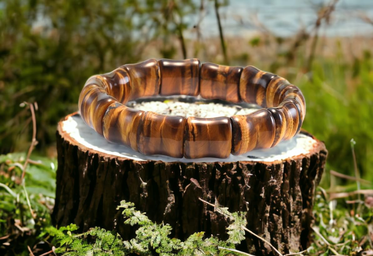 Divinity Crystals Tiger Eye Bracelet - Natural 10mm Flat Faceted Real Crystal for Men and Women - Certified for Good Luck, Love, Abundance, Healing, and Meditation