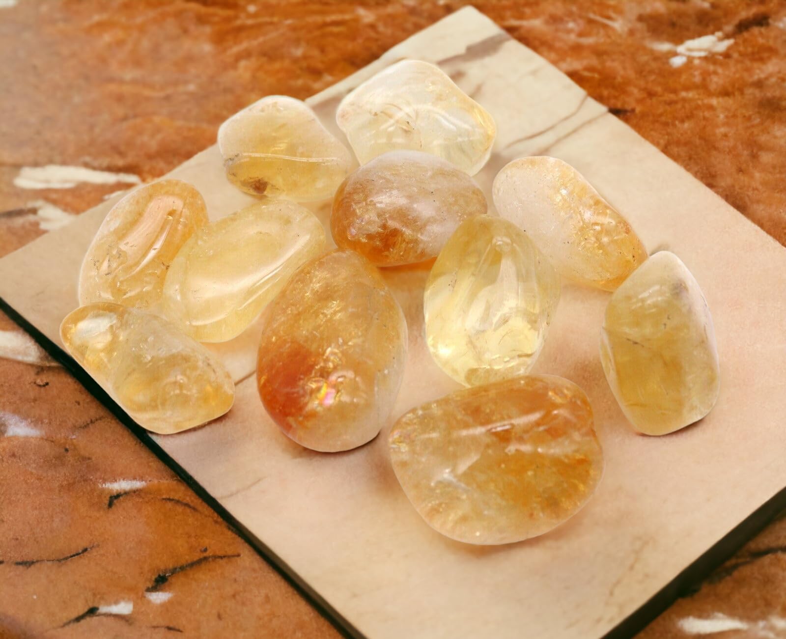 Natural Citrine Tumbled Stones AAA+ | Reiki Healing Crystal for Aura, Chakra, Vastu, Fengshui Prosperity and Abundance (50 Grams)