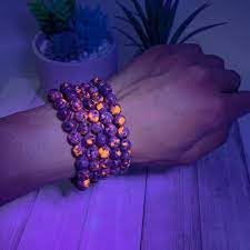 Yooperlite Fluorescent Bracelet – 8mm Certified Natural Stone UV Reactive Handmade Stretch Bracelet