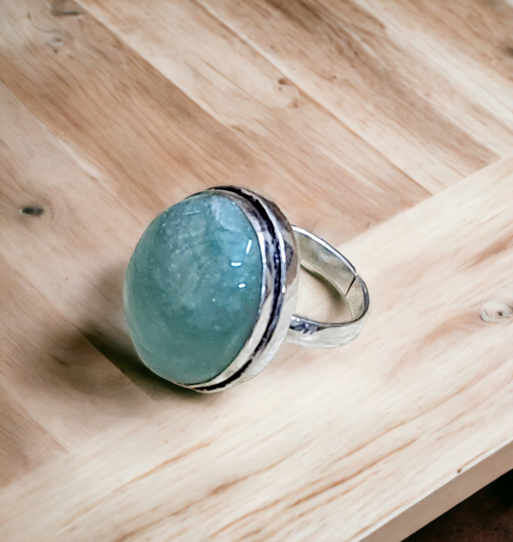 Divinity Certified Green Aventurine Crystal Ring - Adjustable for Abundance, Prosperity, Self Love, Wealth, and Protection