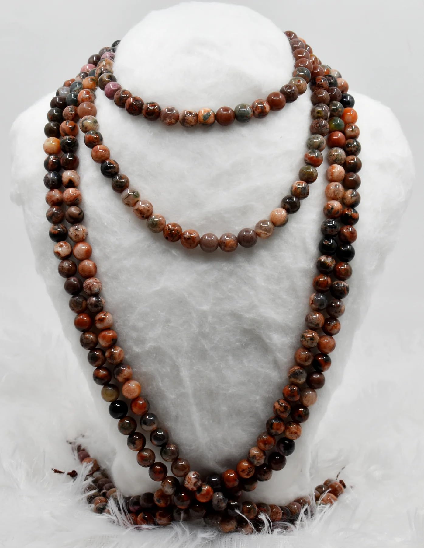 Divinity Crystals Fire Agate Jaap Mala Collection for Men and Women - Natural Pure 8 mm Beads for Yoga, Reiki, Meditation, Feng Shui