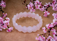 Divinity Crystals Natural Rose Quartz Bracelet - 10 mm Faceted Pure Flat Beads for Good Luck, Love, Abundance, Healing and Meditation