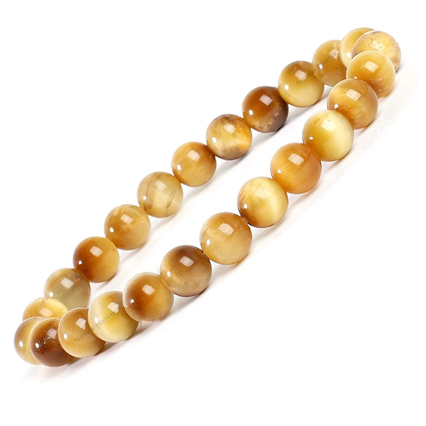 Divinity Crystals 7 Chakra Heart Bracelet - Natural 8 mm Crystal Bracelet for Good Luck, Love, Abundance, Healing, and Meditation for Men and Women Natural Yellow Cats Eye Bracelet