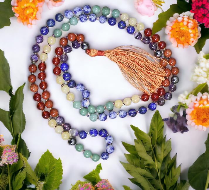 Divinity Crystals Jaap Mala Collection - Certified Natural 8 mm Beads for Yoga, Reiki, Meditation, Feng Shui, and 7 Chakra Healing