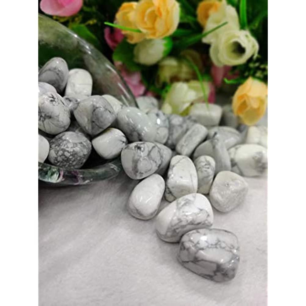 Natural Howlite Tumble Stone Raw Rough Stone for Reiki Healing - 50 Gram Pack (White & Grey)