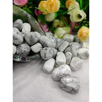 Natural Howlite Tumble Stone Raw Rough Stone for Reiki Healing - 50 Gram Pack (White & Grey)